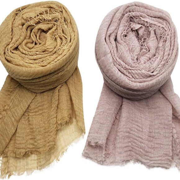 Versatile 4PCS Cotton Hemp Scarves - Long Shawl & Head Wrap for All Occasions - Picture 4 of 7